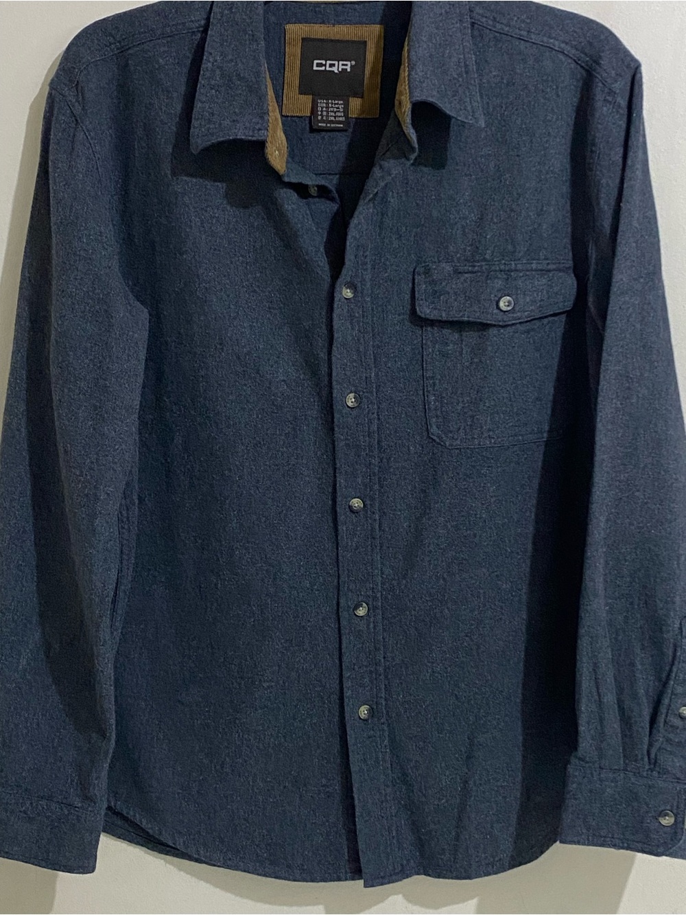 CQR Men's Gray Casual Button-Down Shirt/Jacket Flip Cuff Pocket